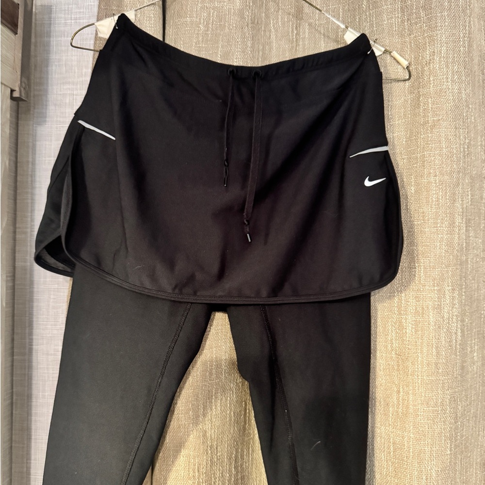 Nike Black Skirted Leggings with White Swoosh